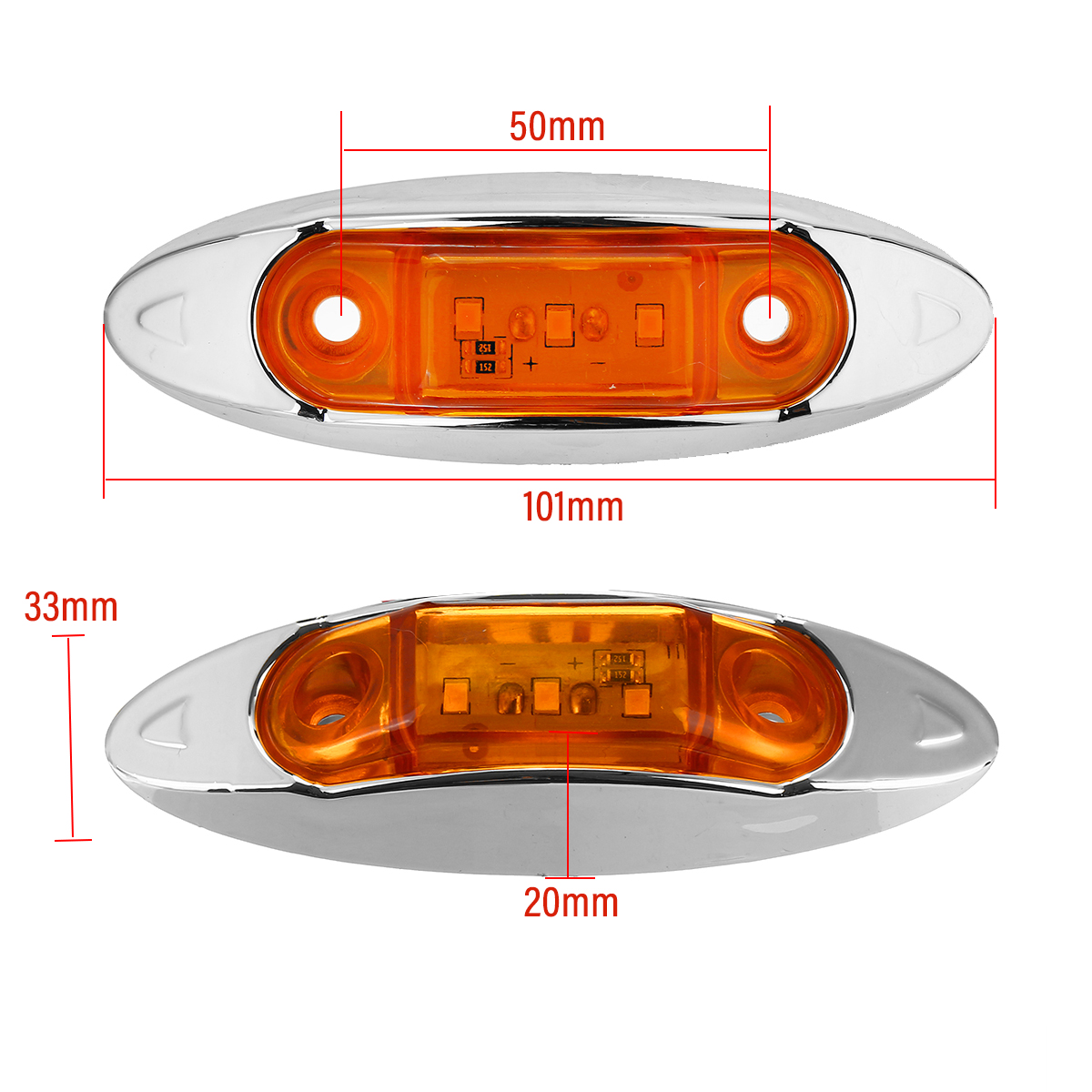 4Pcs-Yellow-3LED-24V-Side-Marker-Indicator-Light-Clearance-Lamp-Truck-Trailer-Lorry-Van-1715075