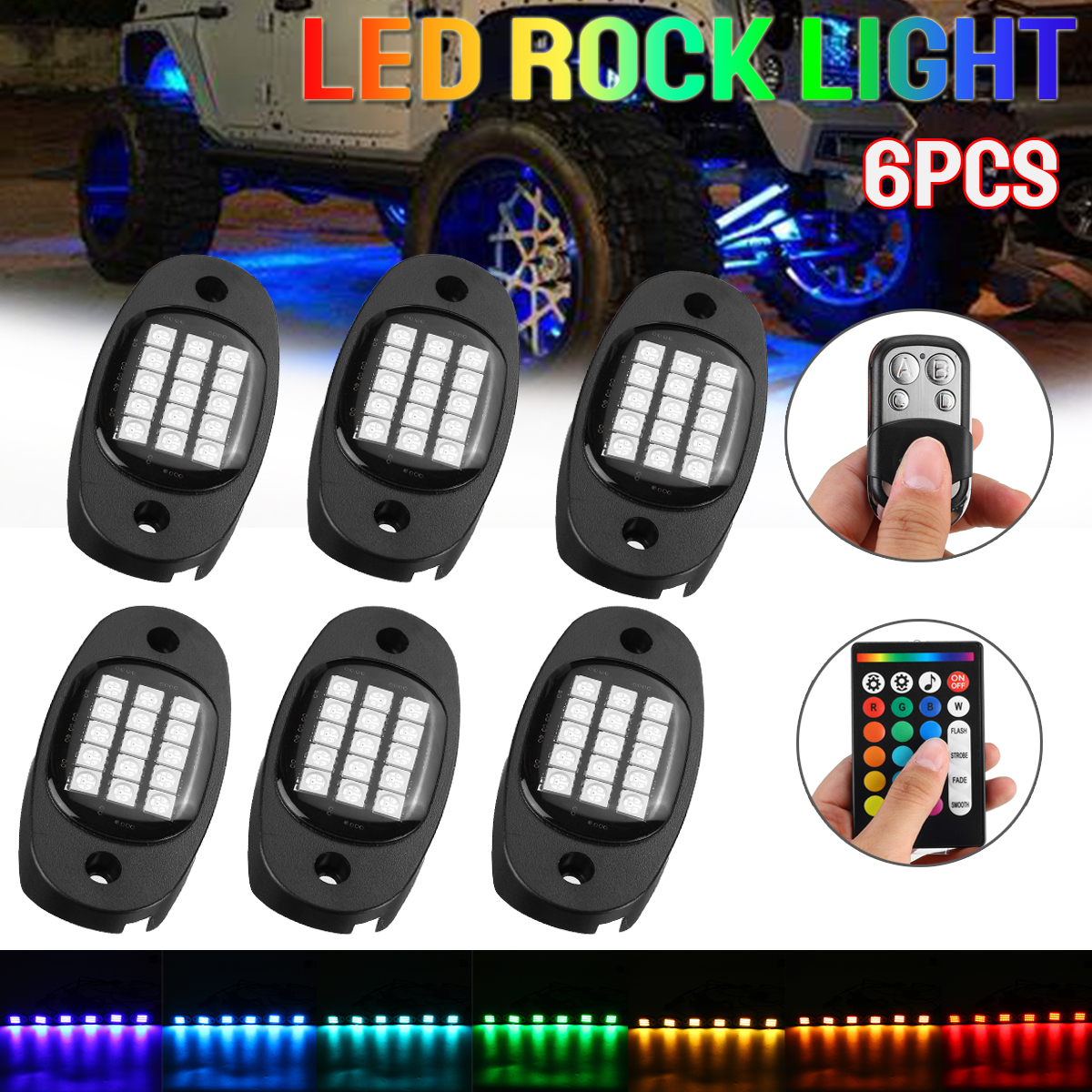 6-in-1-RGB-LED-Rock-Light-Fender-Underbody-Atmosphere-Lamp-Remote-bluetooth-APP-1812663