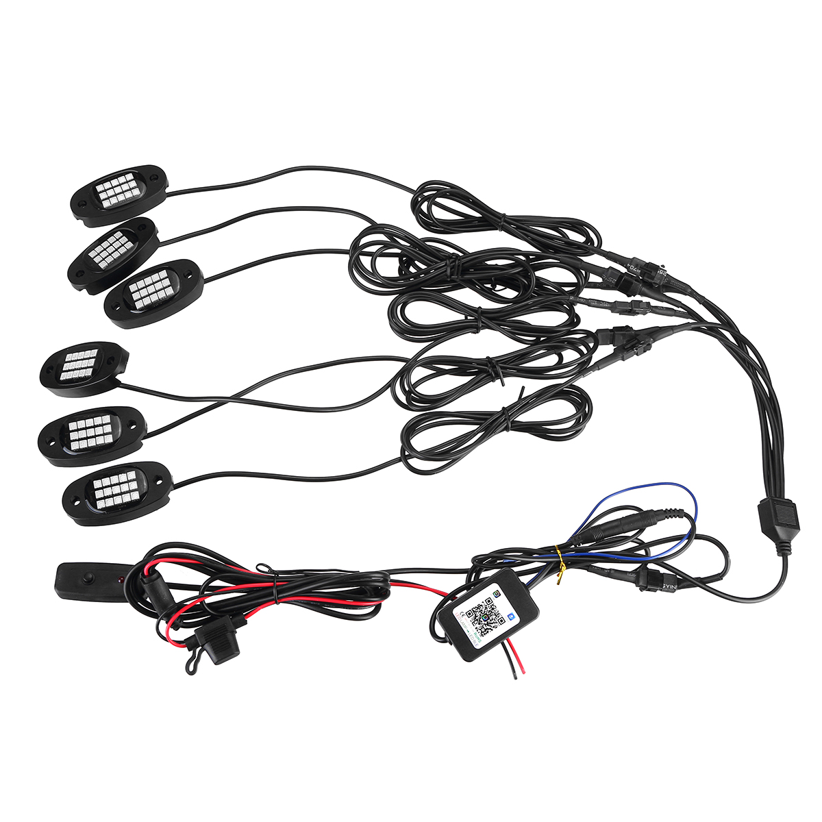 6-in-1-RGB-LED-Rock-Light-Fender-Underbody-Atmosphere-Lamp-Remote-bluetooth-APP-1812663