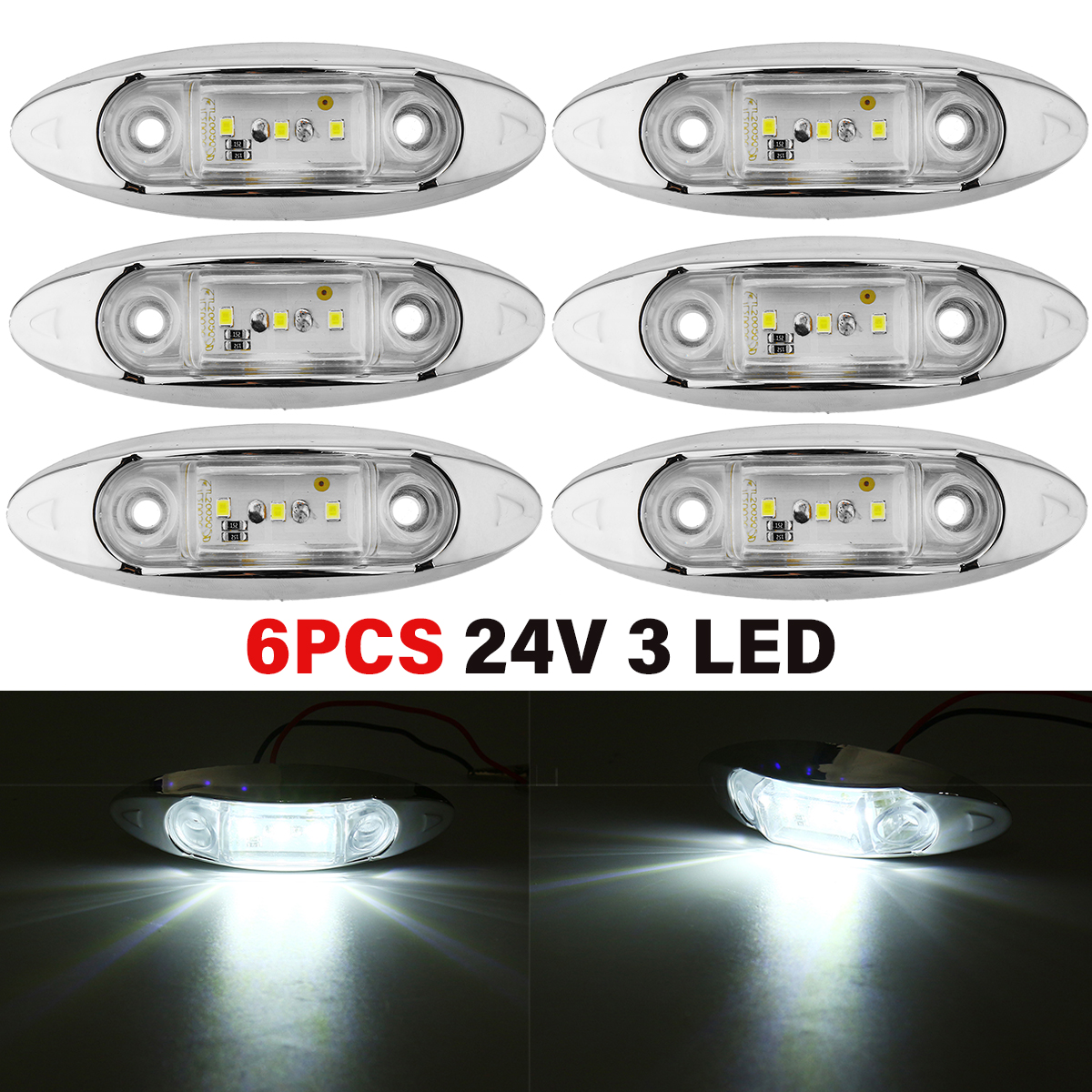 6Pcs-White-3LED-24V-Side-Marker-Indicator-Light-Clearance-Lamp-Truck-Trailer-Lorry-Van-1714884