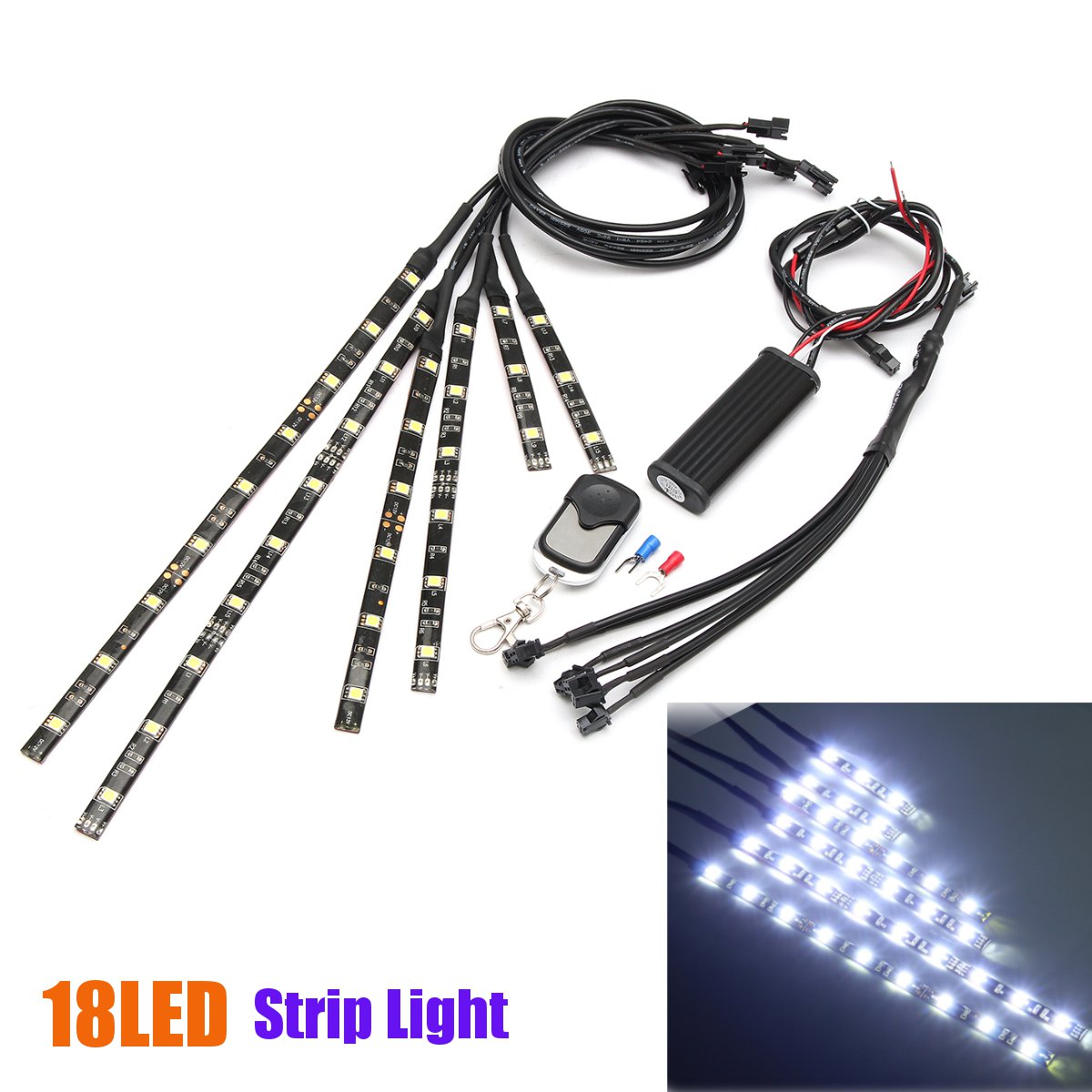 6x-White-18LEDs-Wireless-Remote-Car-Motorcycle-Frame-Lights-Flexible-Neon-Strips-1125870