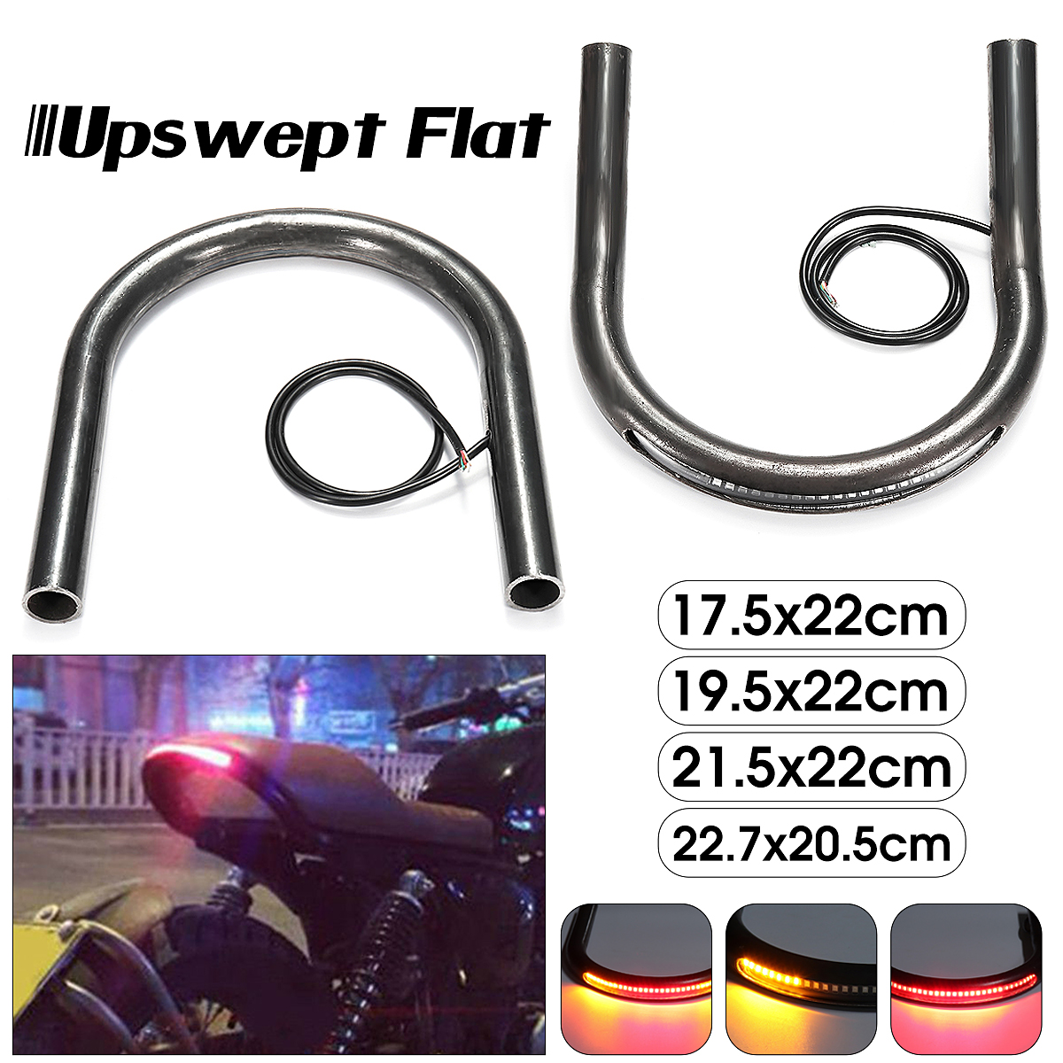 78inch-Tube-Black-Cafe-Racer-Seat-Frame-Hoop-Brat-Loop-LED-Brake-Turn-Singal-Lights-1446755