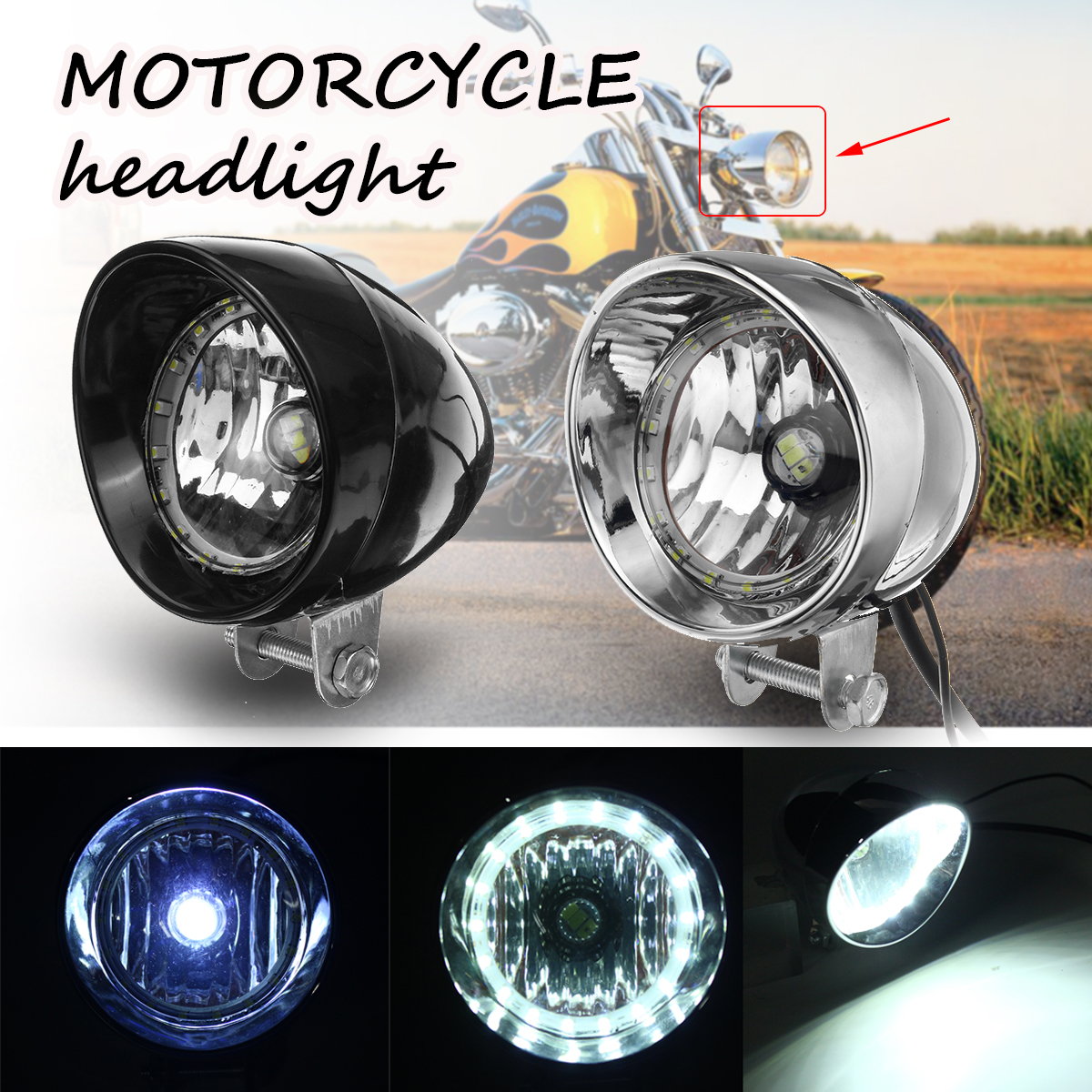 Black--Chrome-LED-Motorcycle-Bullet-Headlights-HighLow-Beam-Head-Light-Lamp-1523349