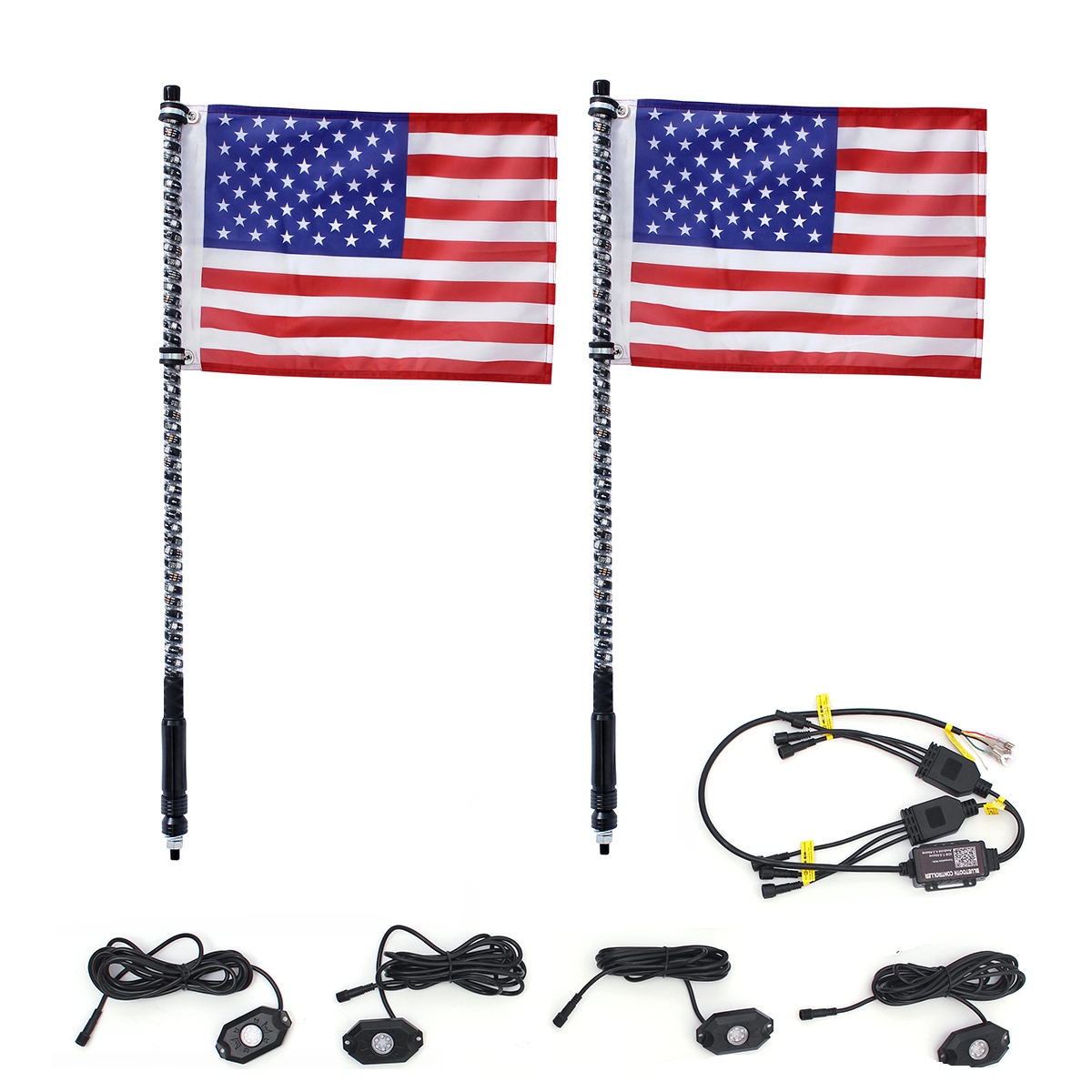 Colorful-2-X-3FT-LED-Whip-Light--4-PODS-Under-Car-Glowing-Rock-Lights-Strobe-bluetooth-APP-Control-F-1605273