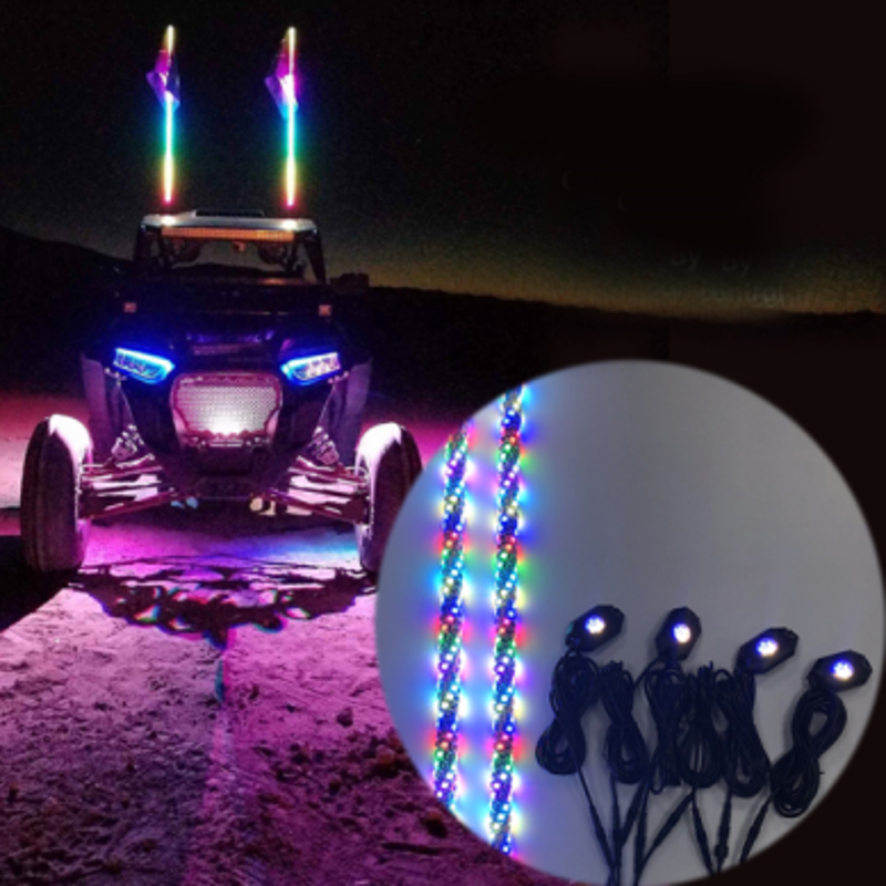 Colorful-2-X-3FT-LED-Whip-Light--4-PODS-Under-Car-Glowing-Rock-Lights-Strobe-bluetooth-APP-Control-F-1605273