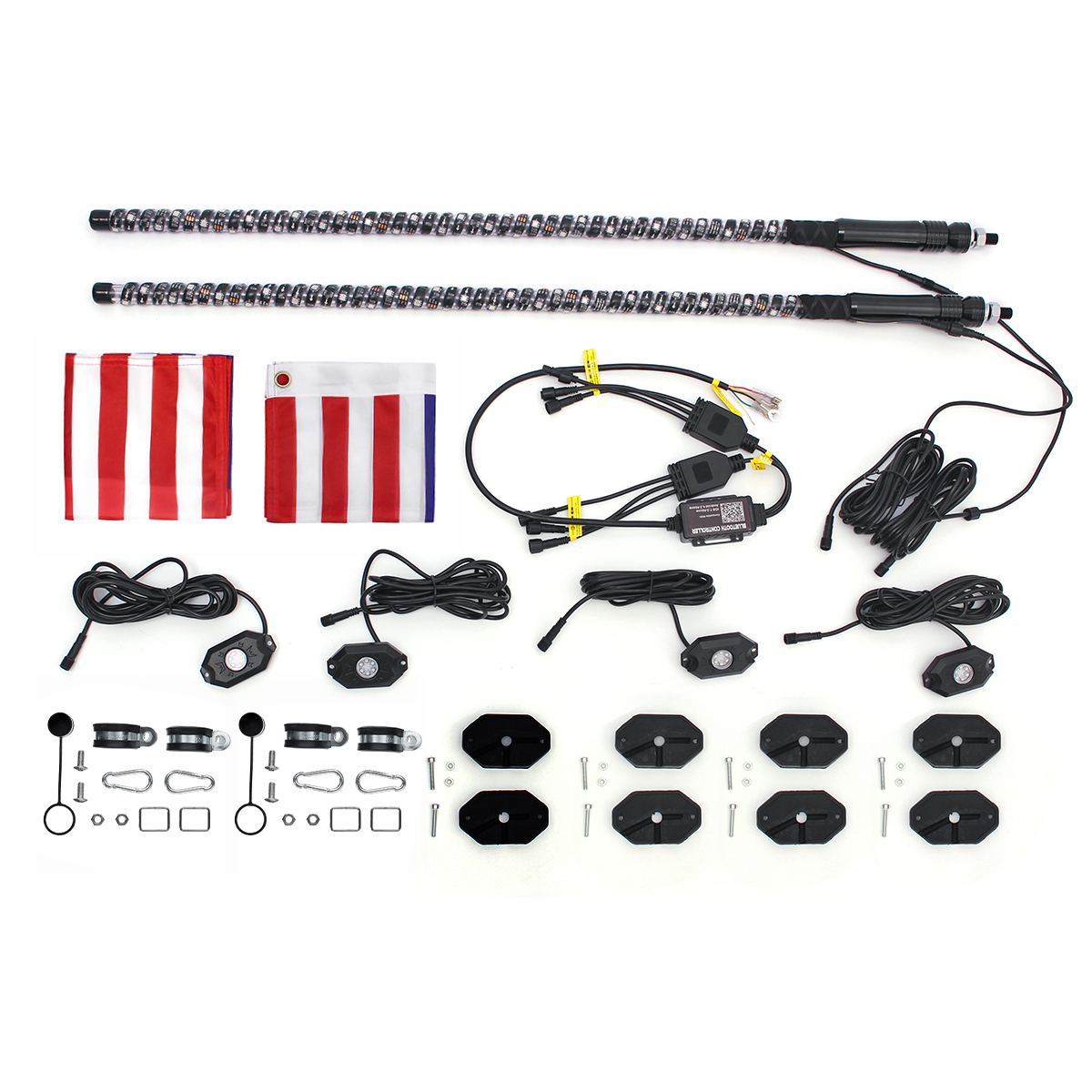 Colorful-2-X-3FT-LED-Whip-Light--4-PODS-Under-Car-Glowing-Rock-Lights-Strobe-bluetooth-APP-Control-F-1605273