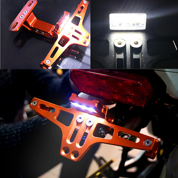 Motorcycle-License-Plate-Holder-Bracket-LED-Rear-Light-12V-CNC-Fender-For-YAMAHA-BWS-1140649
