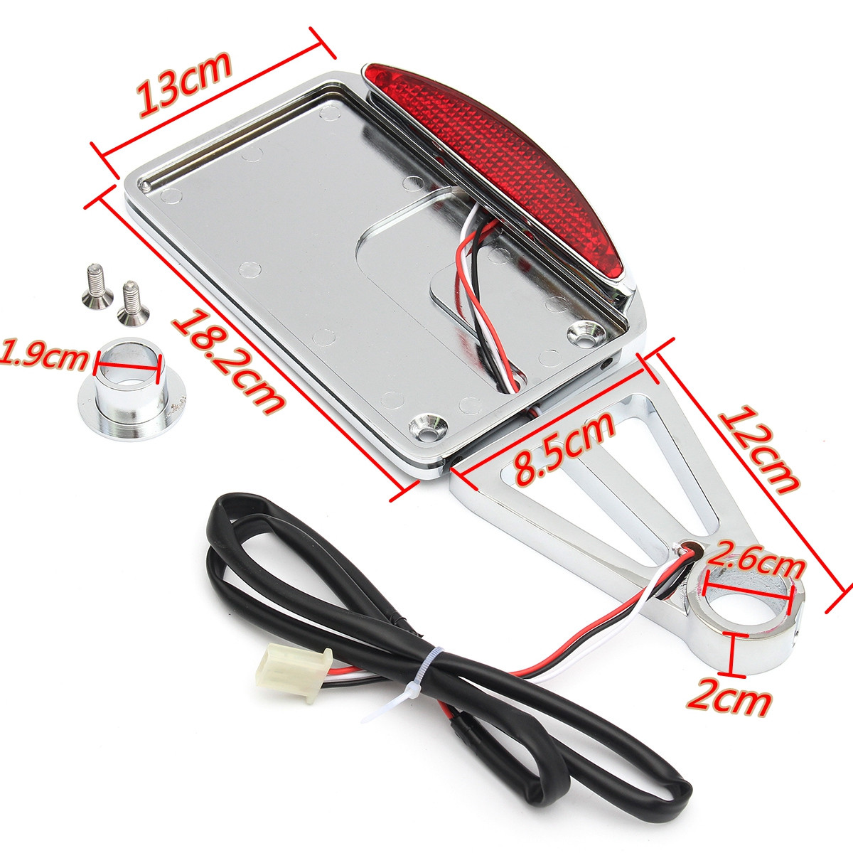 Motorcycle-License-Plate-LED-Tail-Light-Horizontal-SidE-mount-Bracket-For-Harley-1123234