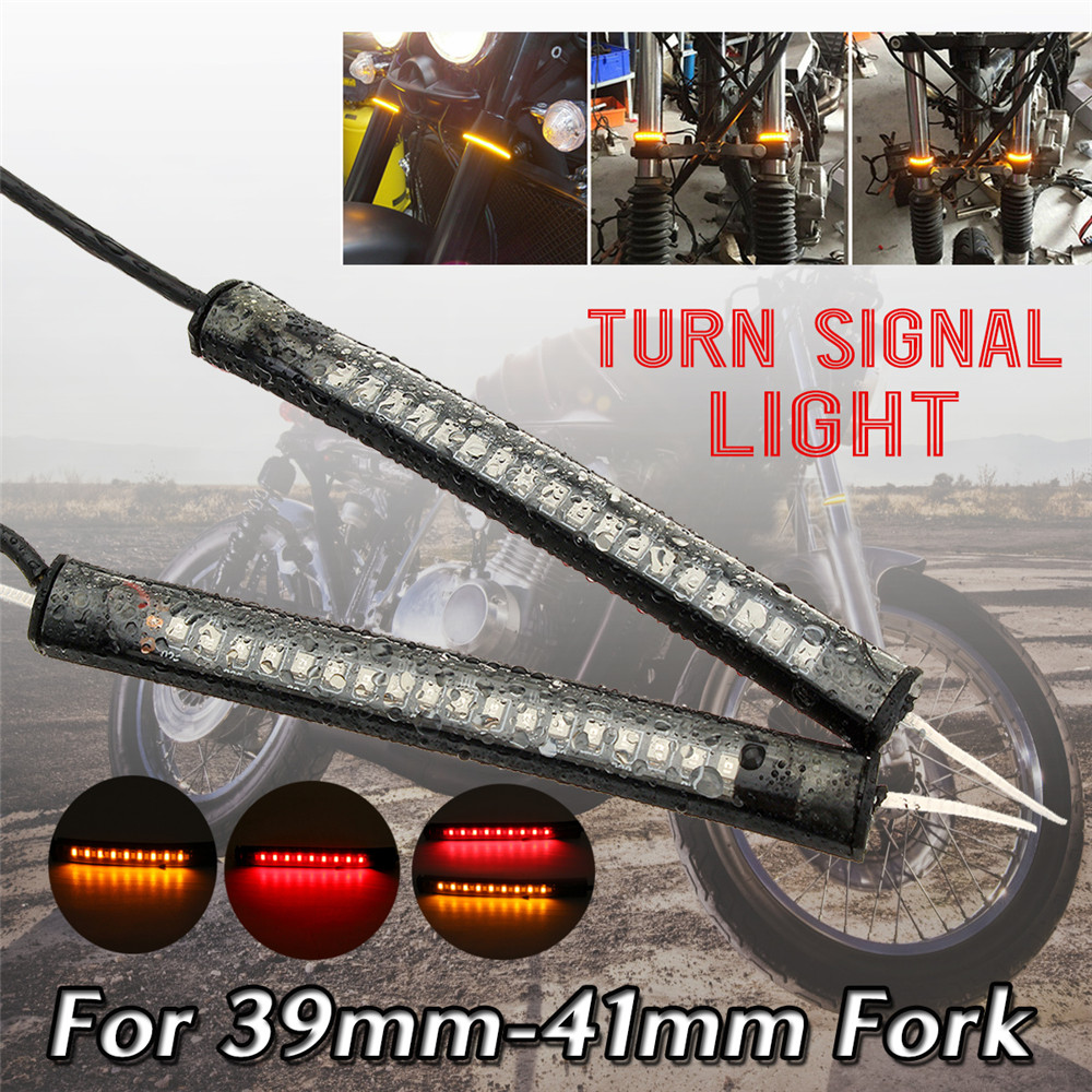 Pair-12V-LED-Motorcycle-Turn-Signal-Decoration-Lights-For-39mm-41mm-Fork-Amber--Red-1435120