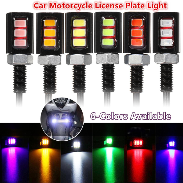 Pair-12V-LED-Universal-Motorcycle-Car-License-Plate-Screw-Bolt-Light-Lamps-Red-Pink-Green-Yellow-1181252