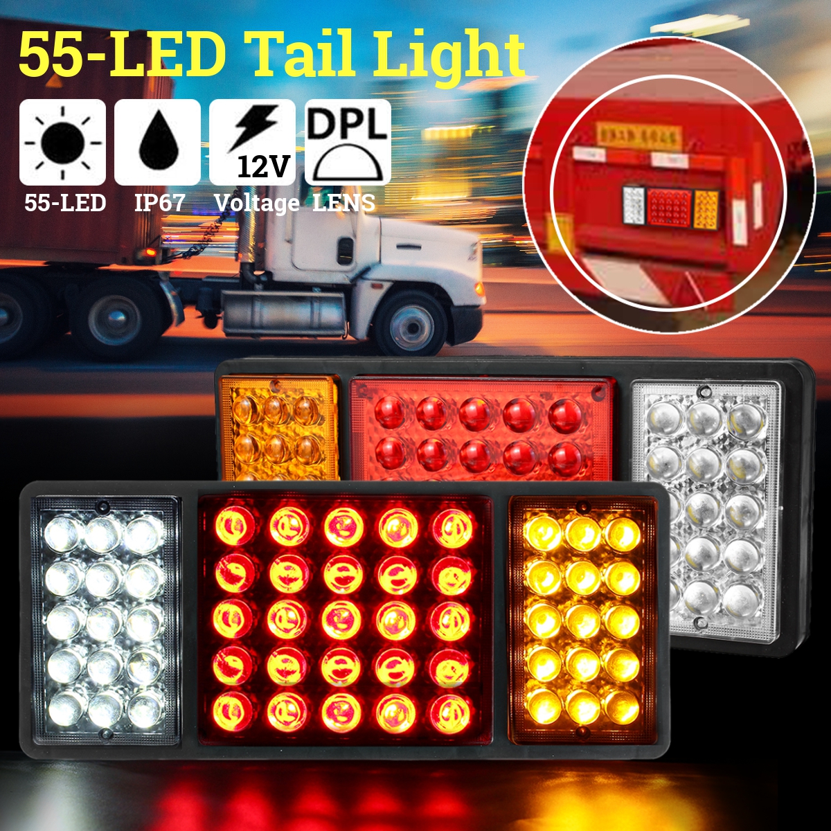 Pair-Rear-Tail-Light-Brake-Reverse-Lamp-For-Trucks-Utes-Boat-Trailers-55-LED-1724463