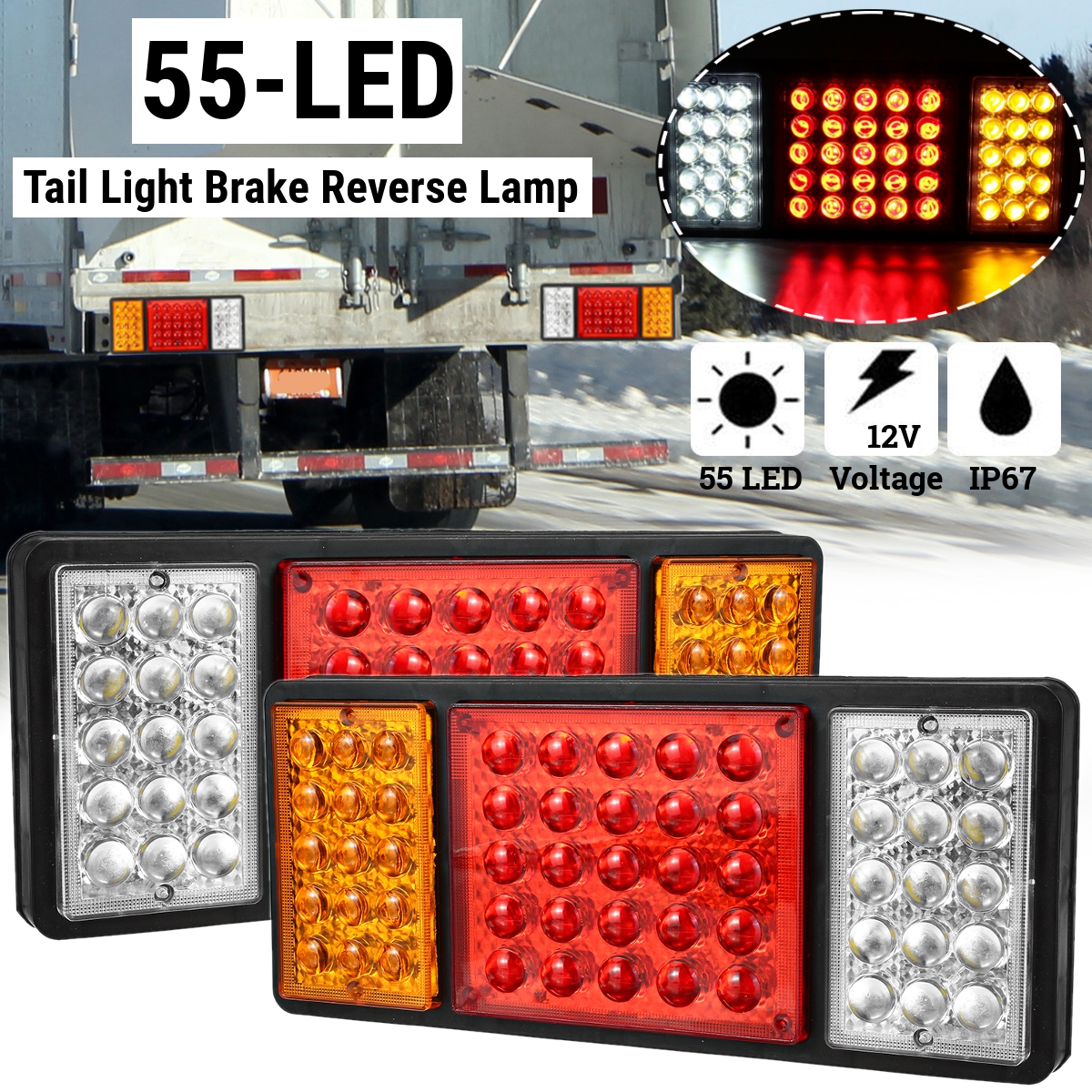Pair-Rear-Tail-Light-Brake-Reverse-Lamp-For-Trucks-Utes-Boat-Trailers-55-LED-1724463