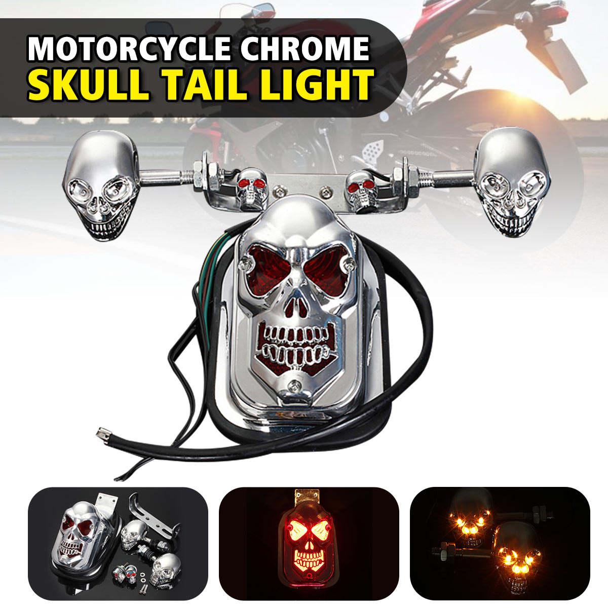 Skull-Motorcycle-ATV-Rear-Taillight-Turn-Signal-Brake-Plate-931748