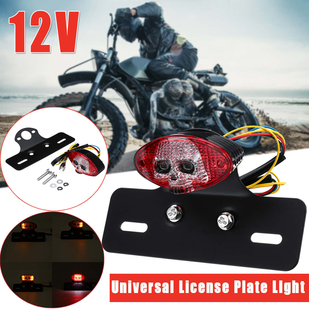 Skull-Universal-Brake-Stop-Tail-License-Plate-Tail-Light-LED-12V-Motorcycle-Smoke-ATV-Bike-1574446