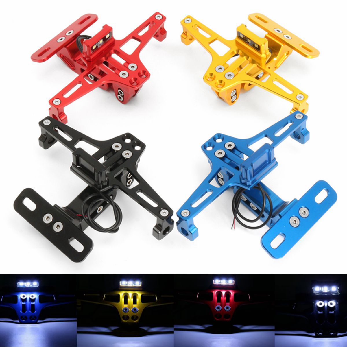 Universal-CNC-Motorcycle-Alloy-License-Number-Plate-Holder-Bracket-LED-Lights-1164817