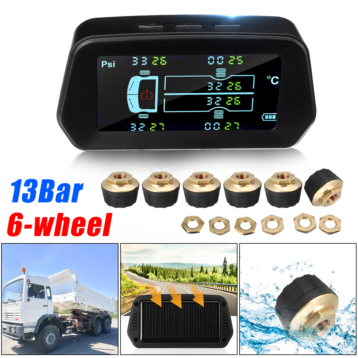 13Bar-TPMS-Tyre-Pressure-System-Solar-Power-LCD-Display-6-External-Sensors-1824913