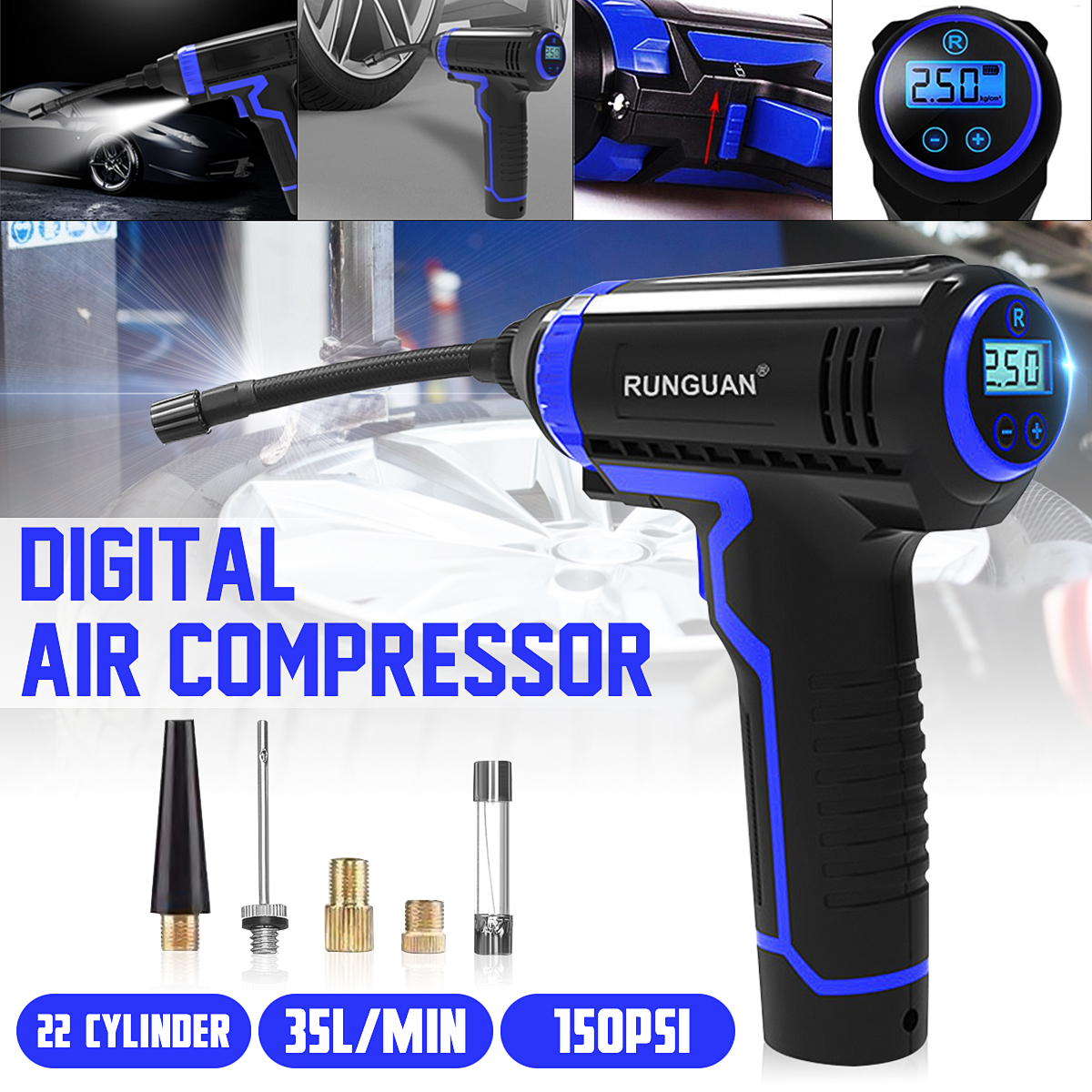 150PSI-35lmin-120W-Wireless-Air-Pump-Portable-Digital-Tire-Inflator-Tyre-Compressor-Set-Handheld-Car-1632305