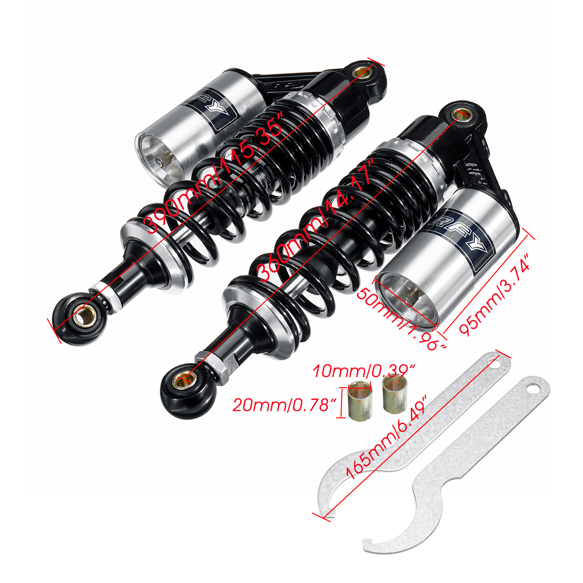 2-x-360mm-14-Round-Hole-Motorcycle-Rear-Shock-Absorber-Suspension-Universal-For-Honda-1546713