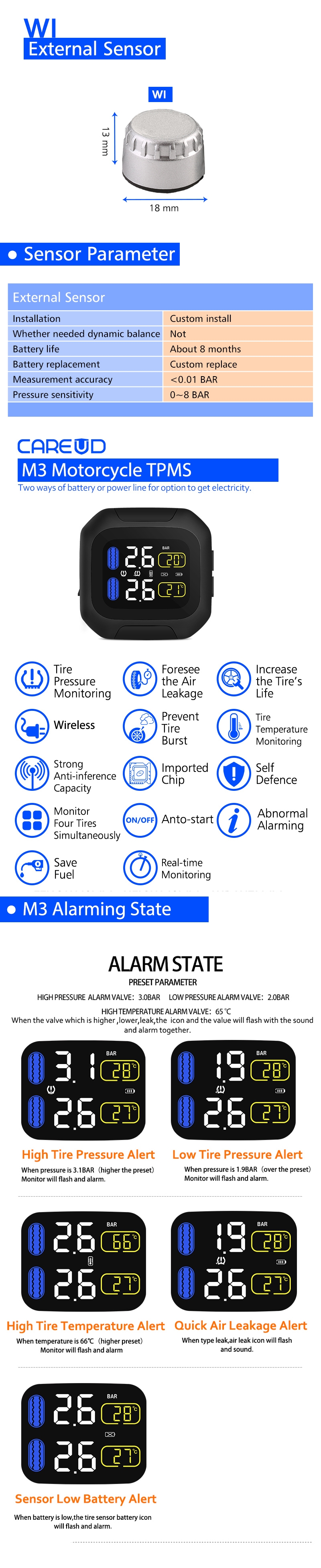CAREUD-M3-TPMS-Waterproof-Tire-Pressure-Monitor-System-LCD-Display-Motorcycle-Real-Time-Wireless-1377336