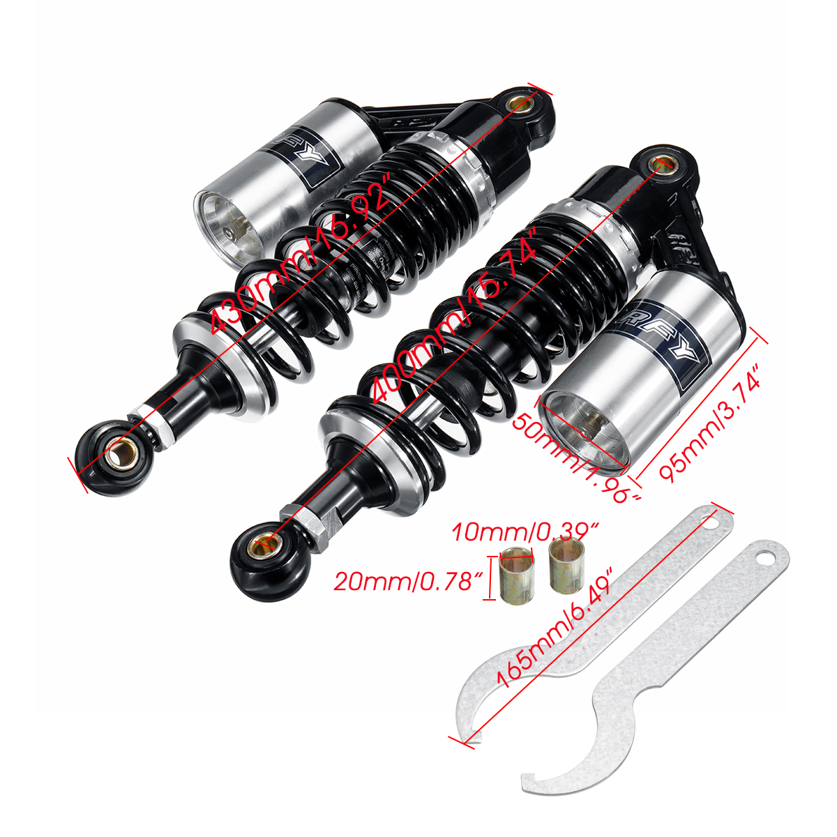 Pair-Round-Hole-400mm-1575quot-Motorcycle-Rear-Air-Shock-Absorber-Suspension-Scooter-ATV-RFY-1545950