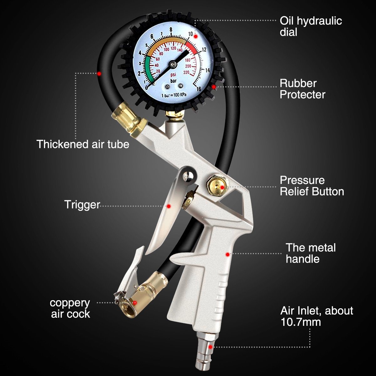 Tire-Inflator-Dial-Pressure-Gauge-Air-Compressor-For-Car-Motorcycle-Truck-Bike-54082