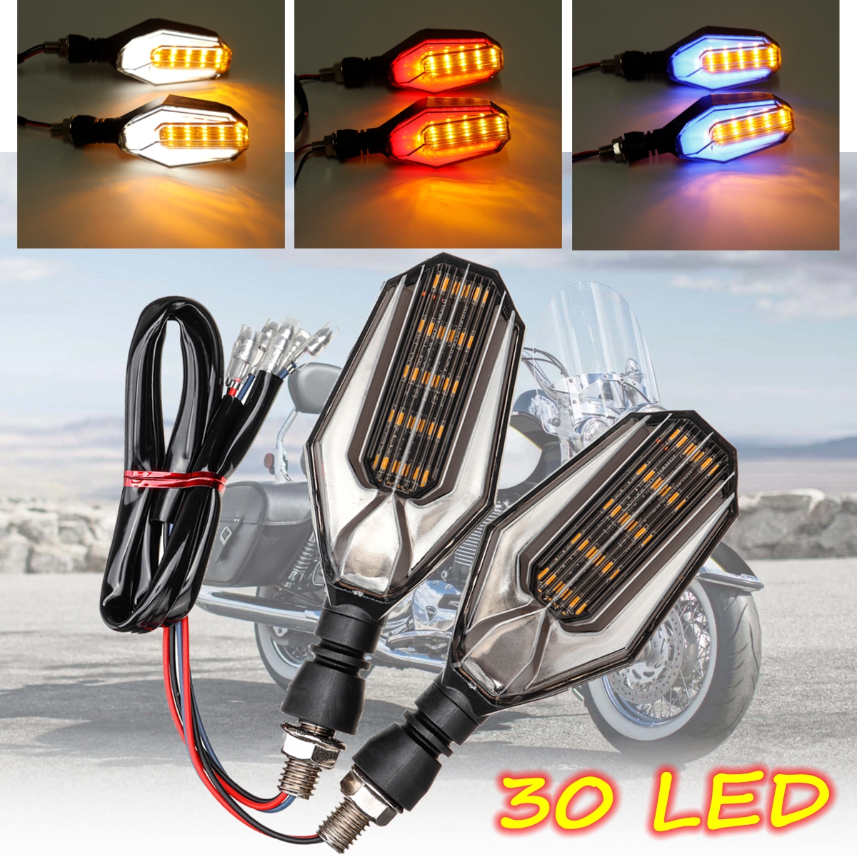 12V-Motorcycle-30-LED-Amber-Turn-Signal-Lights-DRL-Daytime-Runnning-Lamp-Universal-1490105