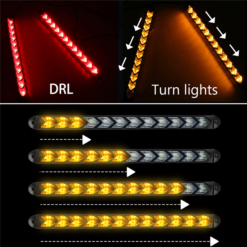 12V-Sequential-Flowing-Water-Flash-LED-Strip-Turn-Lights-Red-Amber-1390355