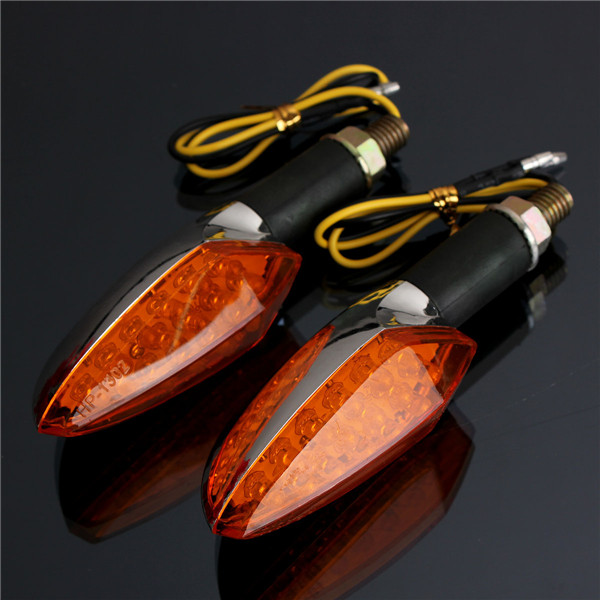 12V-Universal-Motorcycle-15LED-Turn-Signal-Indicator-Light-Silver-Color-Lens-Long-Handle-987587