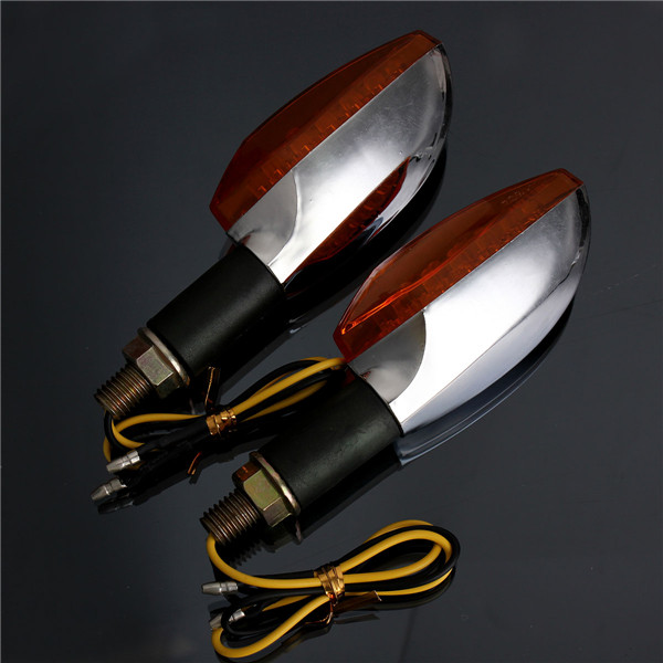 12V-Universal-Motorcycle-15LED-Turn-Signal-Indicator-Light-Silver-Color-Lens-Long-Handle-987587