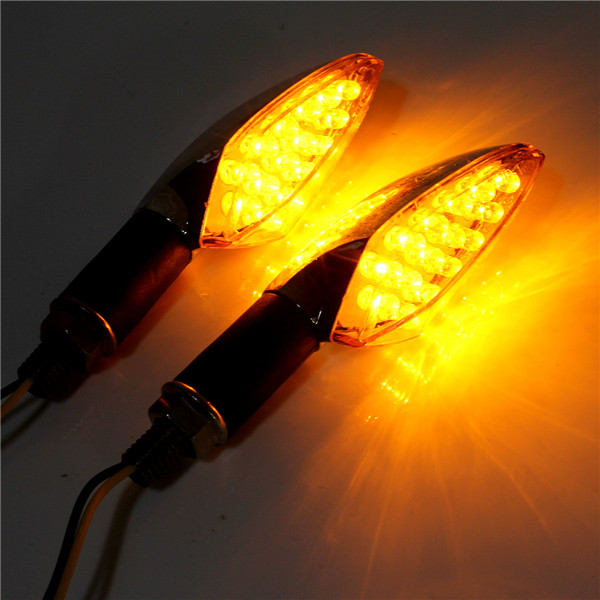 12V-Universal-Motorcycle-15LED-Turn-Signal-Indicator-Light-Silver-Color-Lens-Long-Handle-987587