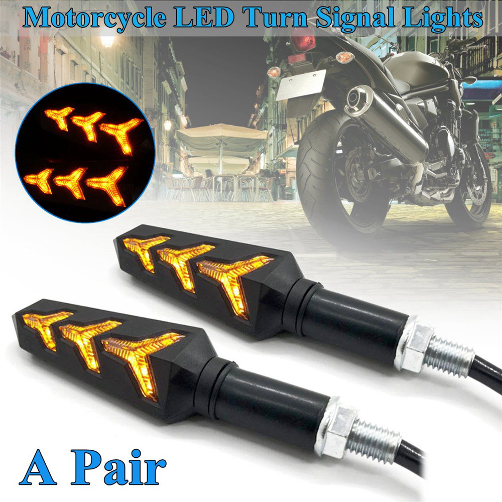 2PCS-12V-Black-Motorcycle-Streamer-Steering-Turn-Signal-Lights-Lamps-Amber-LED-1343686