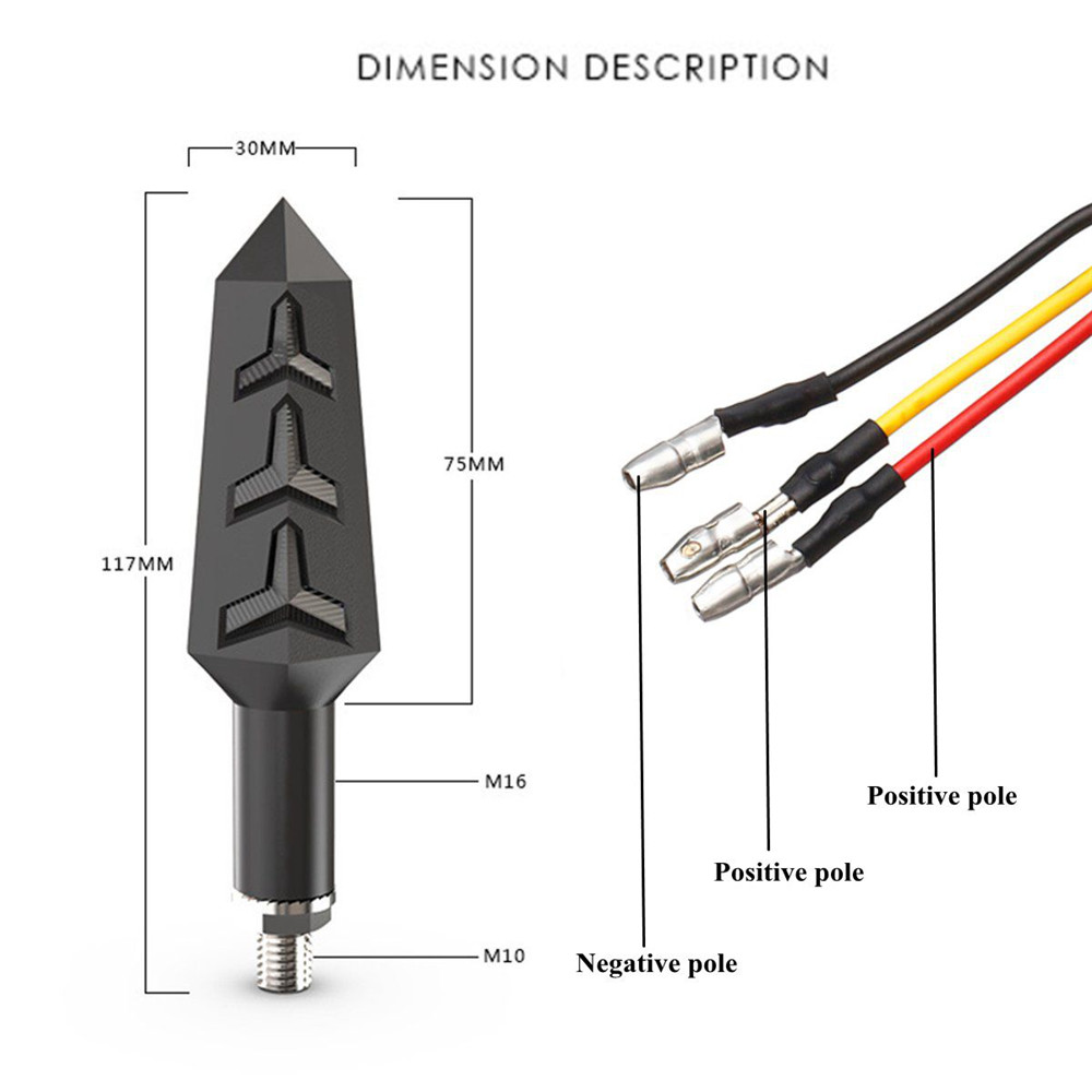 2PCS-12V-Black-Motorcycle-Streamer-Steering-Turn-Signal-Lights-Lamps-Amber-LED-1343686