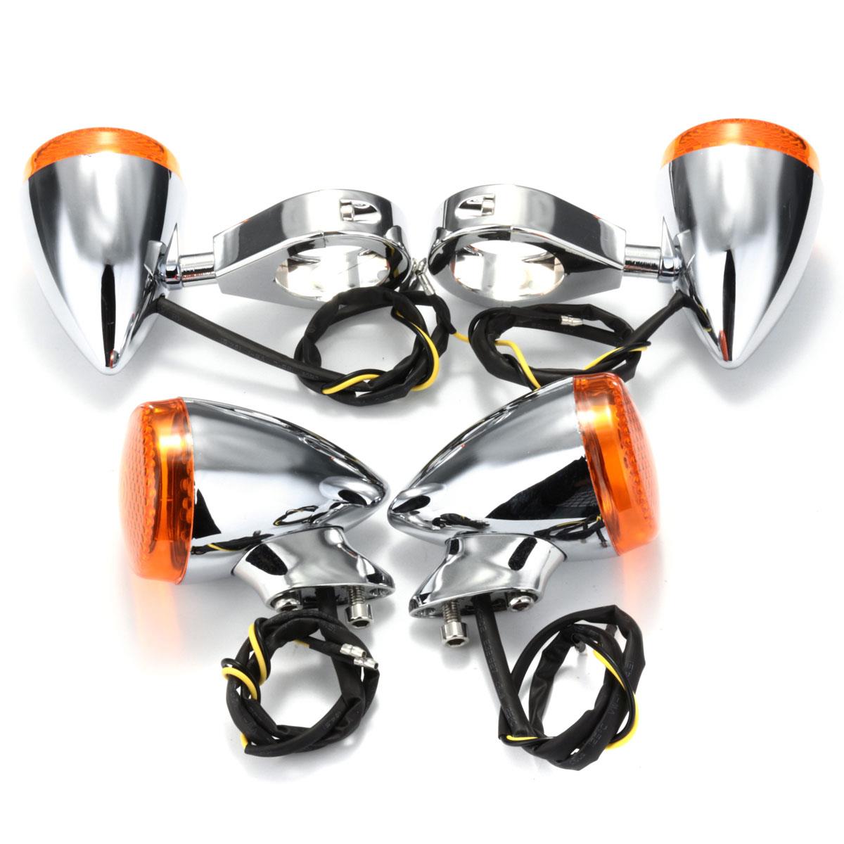 2pcs-Front-2pcs-Rear-Motorcycle-LED-Turn-Signal-Chrome-41mm-Fork-Clamp-For-Harley-1056197