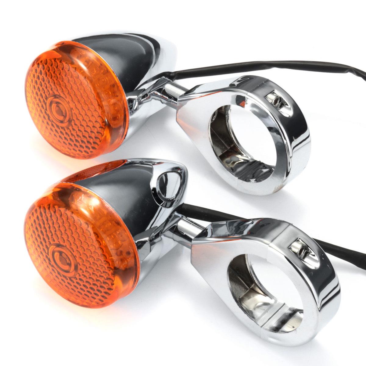 2pcs-Front-2pcs-Rear-Motorcycle-LED-Turn-Signal-Chrome-41mm-Fork-Clamp-For-Harley-1056197