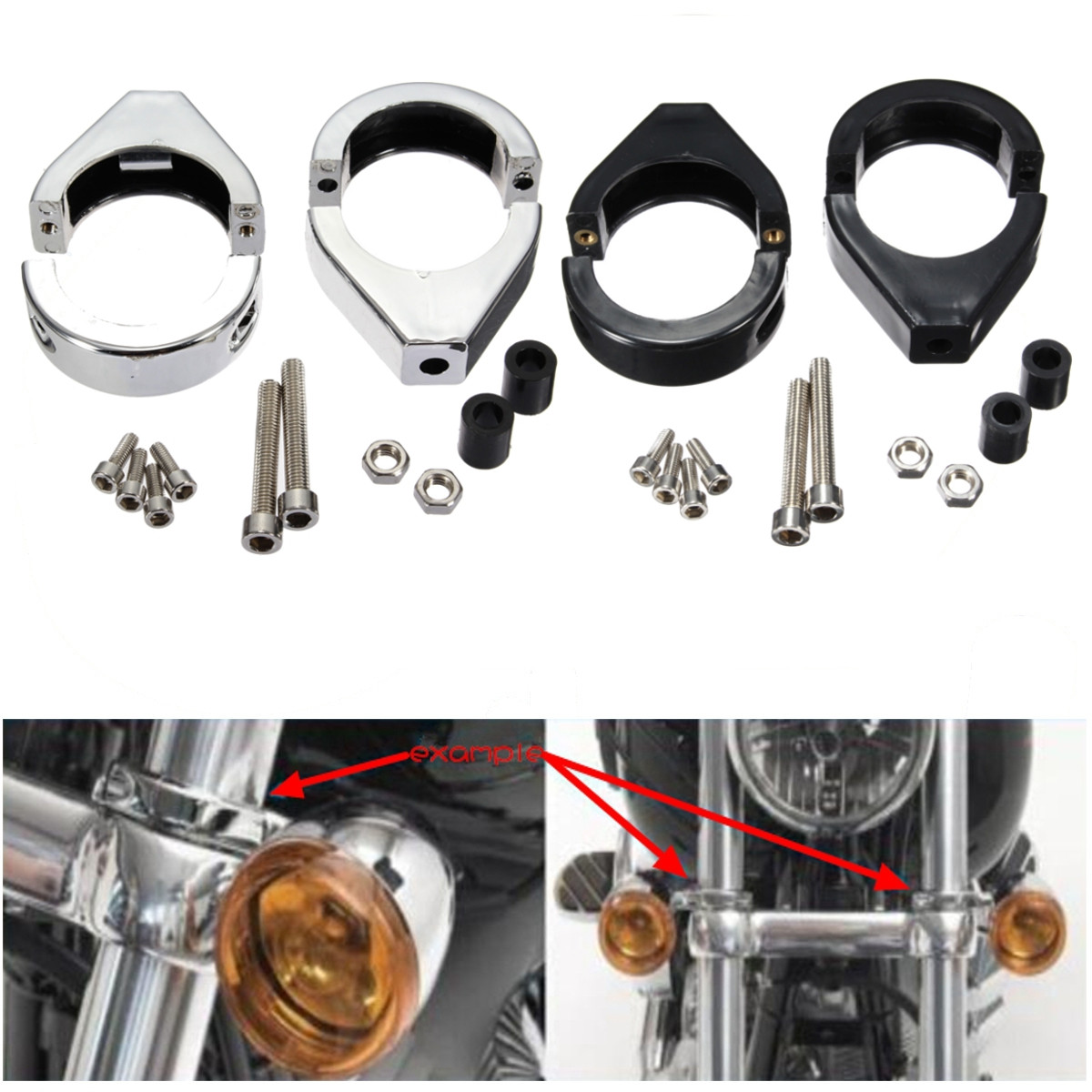 41mm-Turn-Signal-Mount-Bracket-Fork-Tube-Relocation-Clamps-Indicator-For-Harley-1027497