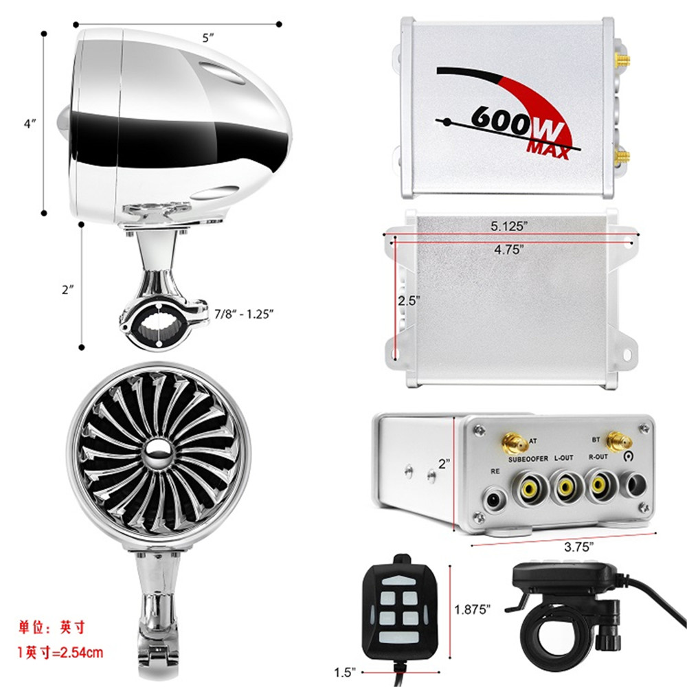 600W-4Omega-Amplifier-Blue-Tooth-Motorcycle-ATV-Stereo-Speaker-System-AUX-Radio-1376474