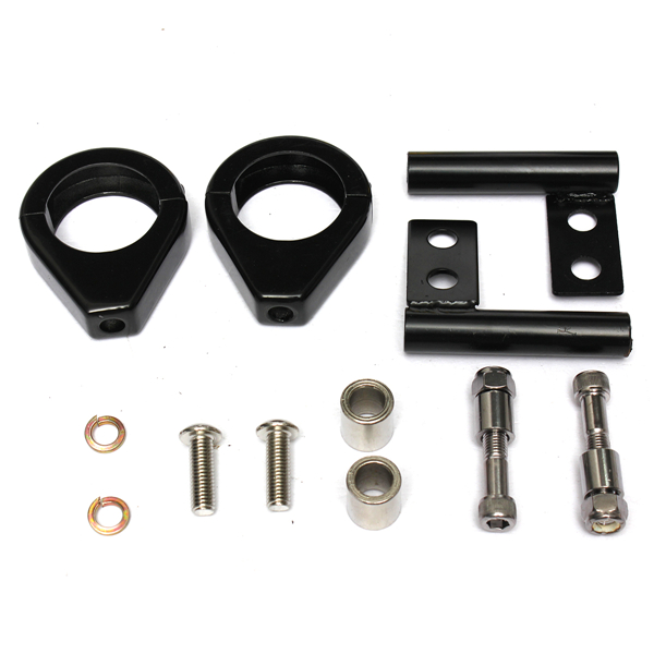Metal-Shell-Motorcycle-Fog-Light-and-Turn-Signal-49mm-Mount-Bracket-Amber-993226