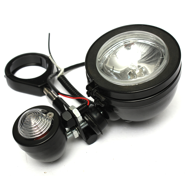 Metal-Shell-Motorcycle-Fog-Light-and-Turn-Signal-49mm-Mount-Bracket-Amber-993226