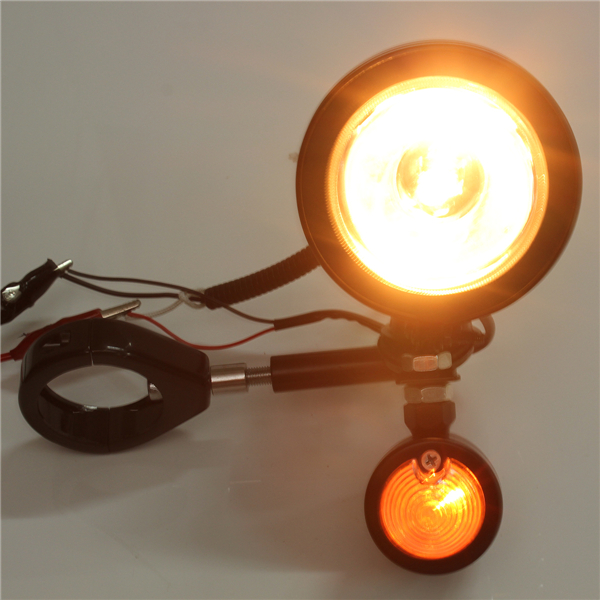 Metal-Shell-Motorcycle-Fog-Light-and-Turn-Signal-49mm-Mount-Bracket-Amber-993226