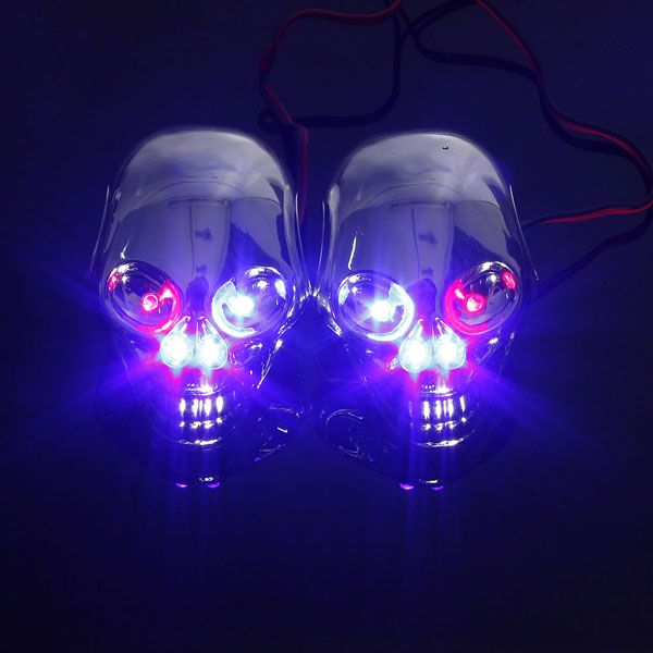 Motorcycle-Quad-ATV-Turn-Signal-Rear-Brake-Tail-Light-Chrome-Skull-922576