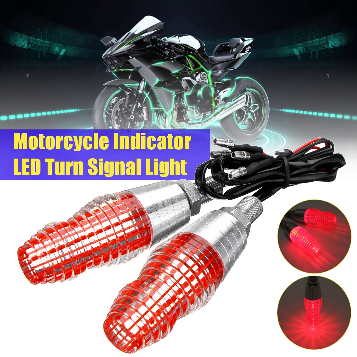 Motorcycle-Red-LED-Turn-Signal-Indicator-10mm-Bolt-For-MXC-EXC-KTM-Supermoto-995628