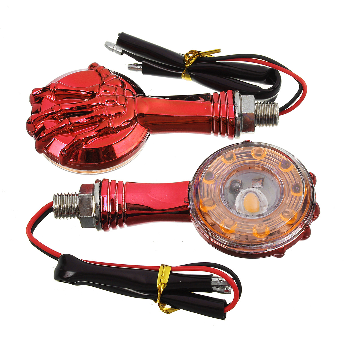 Pair-Chrome-Skull-Skeleton-LED-Turn-Signal-Indicator-Light-For-Davidson-1768739