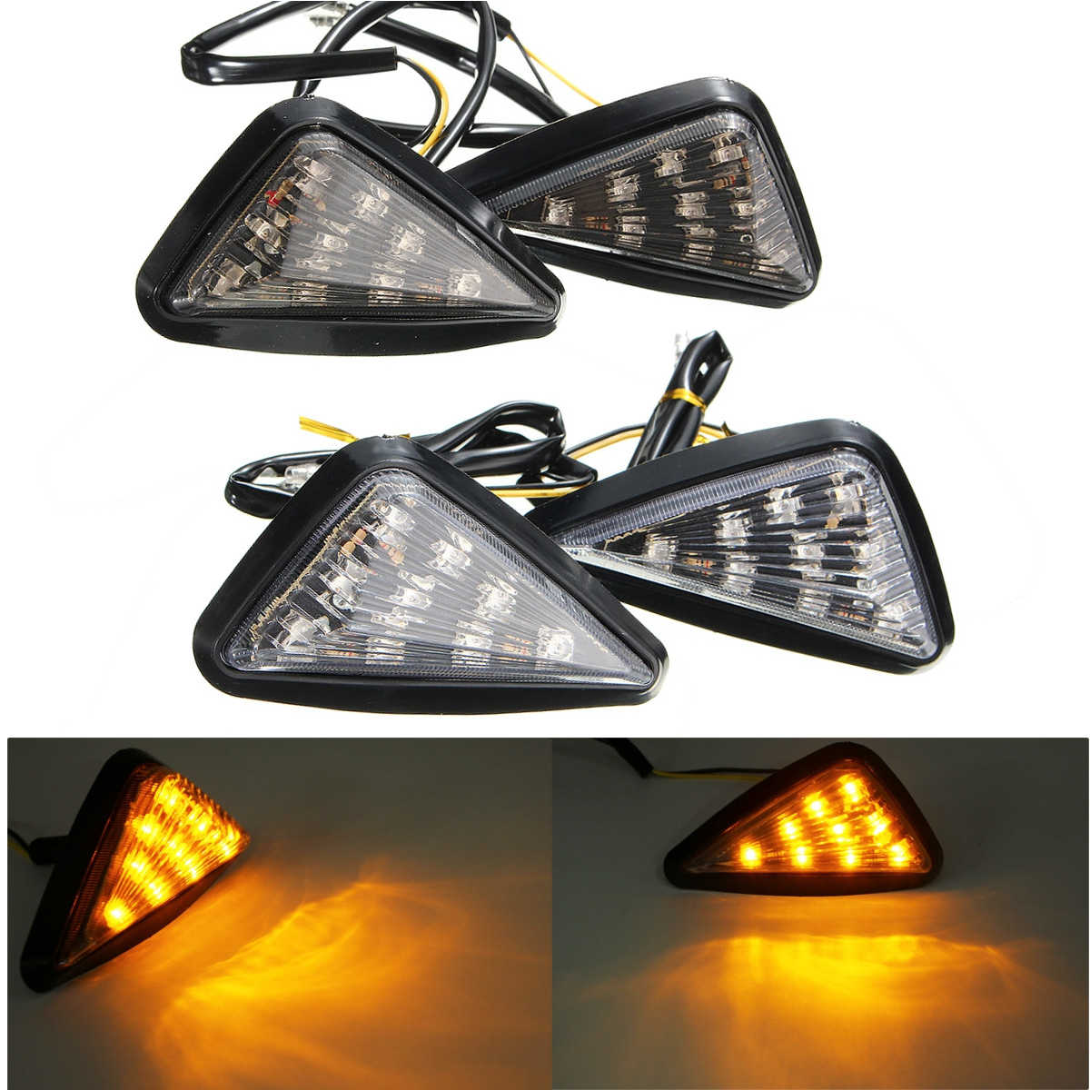 Pair-Motorcycle-11-LED-Turn-Signals-Lights-Indicators-Triangle-Abmer-1122283