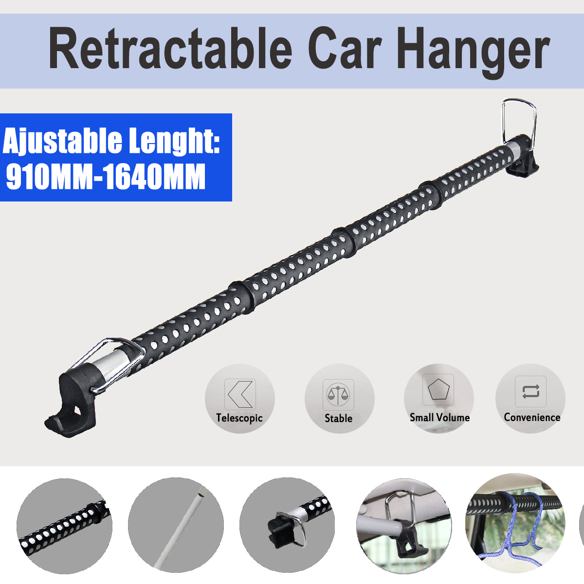 164m-Length-Expandable-Car-Cloth-Hanger-Clothing-Rod-Bar-Garment-Rack-Holder-1607881