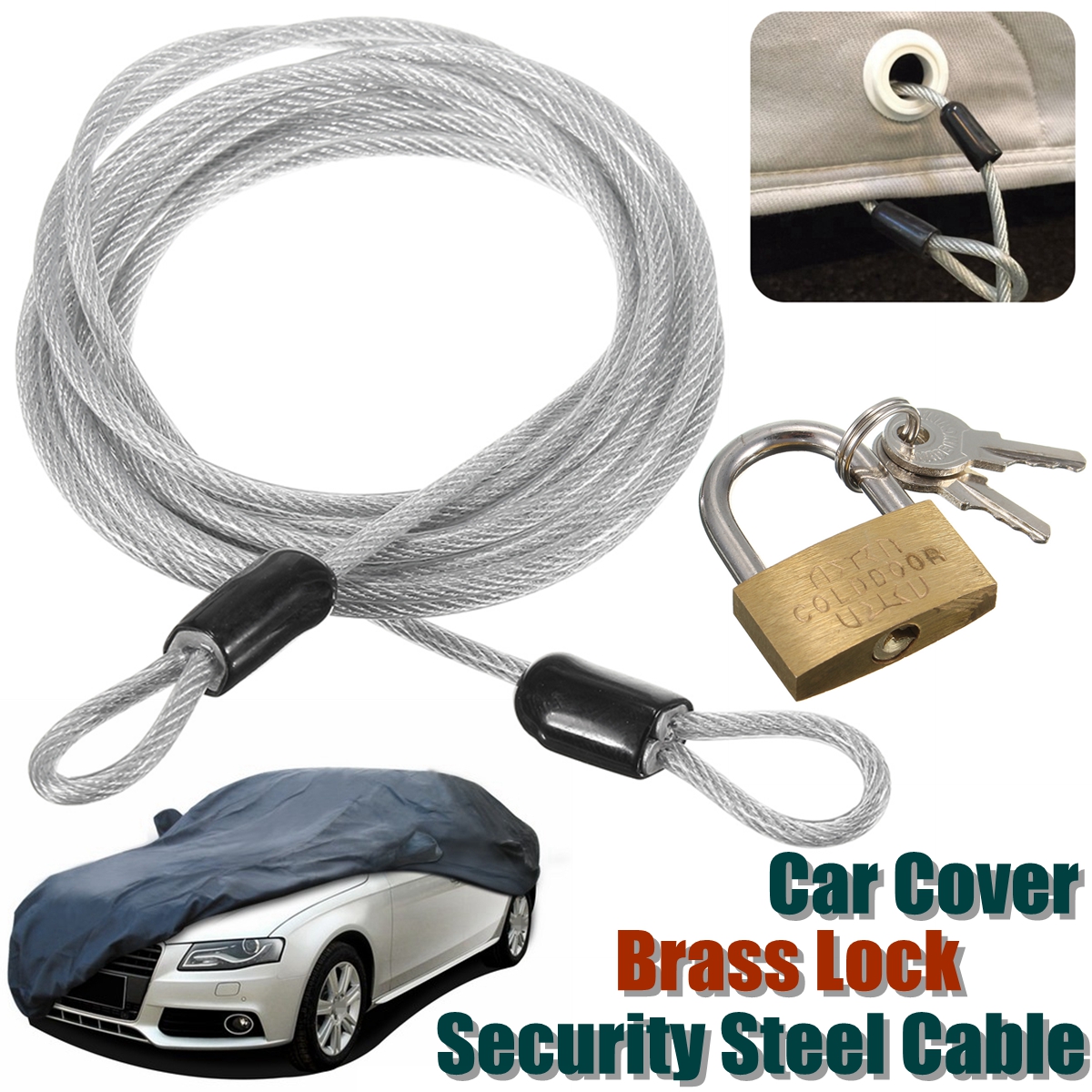 2-Meters-Auto-Cover-Security-Steel-Cable--Brass-Lock-Kit-Set-w-2-Keys-1634484