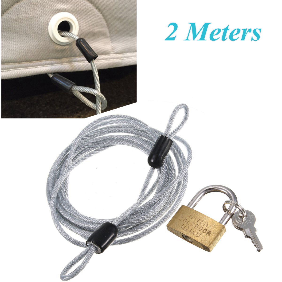 2-Meters-Auto-Cover-Security-Steel-Cable--Brass-Lock-Kit-Set-w-2-Keys-1634484