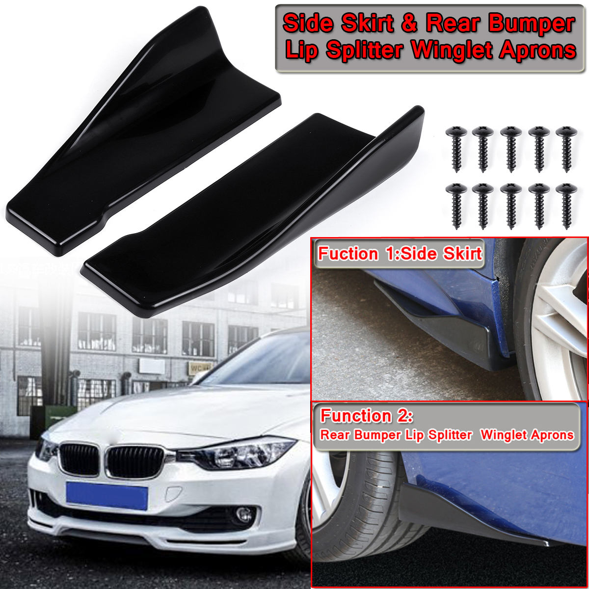 2Pcs-35CM-Black-Universal-Car-Side-Skirt-Rear-Bumper-Lip-Splitter-Winglet-Aprons-1542059