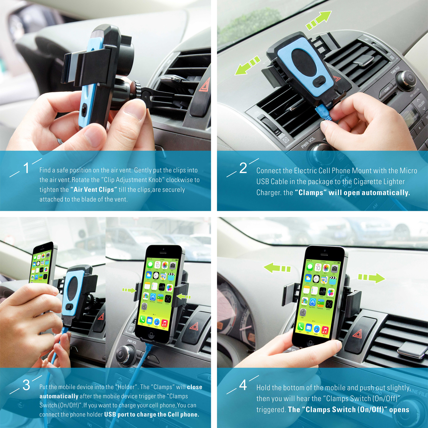 360-Degree-Rotation-Air-Vent-Automatic-Electric-Charger-Car-Phone-Holder-ABS-Stand-Mount-for-Iphone-1286999