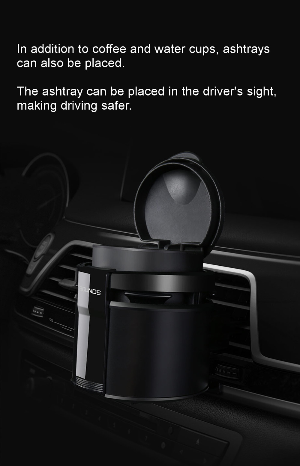 BOUNDS-Car-Air-Outlet-Drink-Holder-Mount-Black-for-Coffee--Water-Cups-Bottles-Snack-Cans-1714745