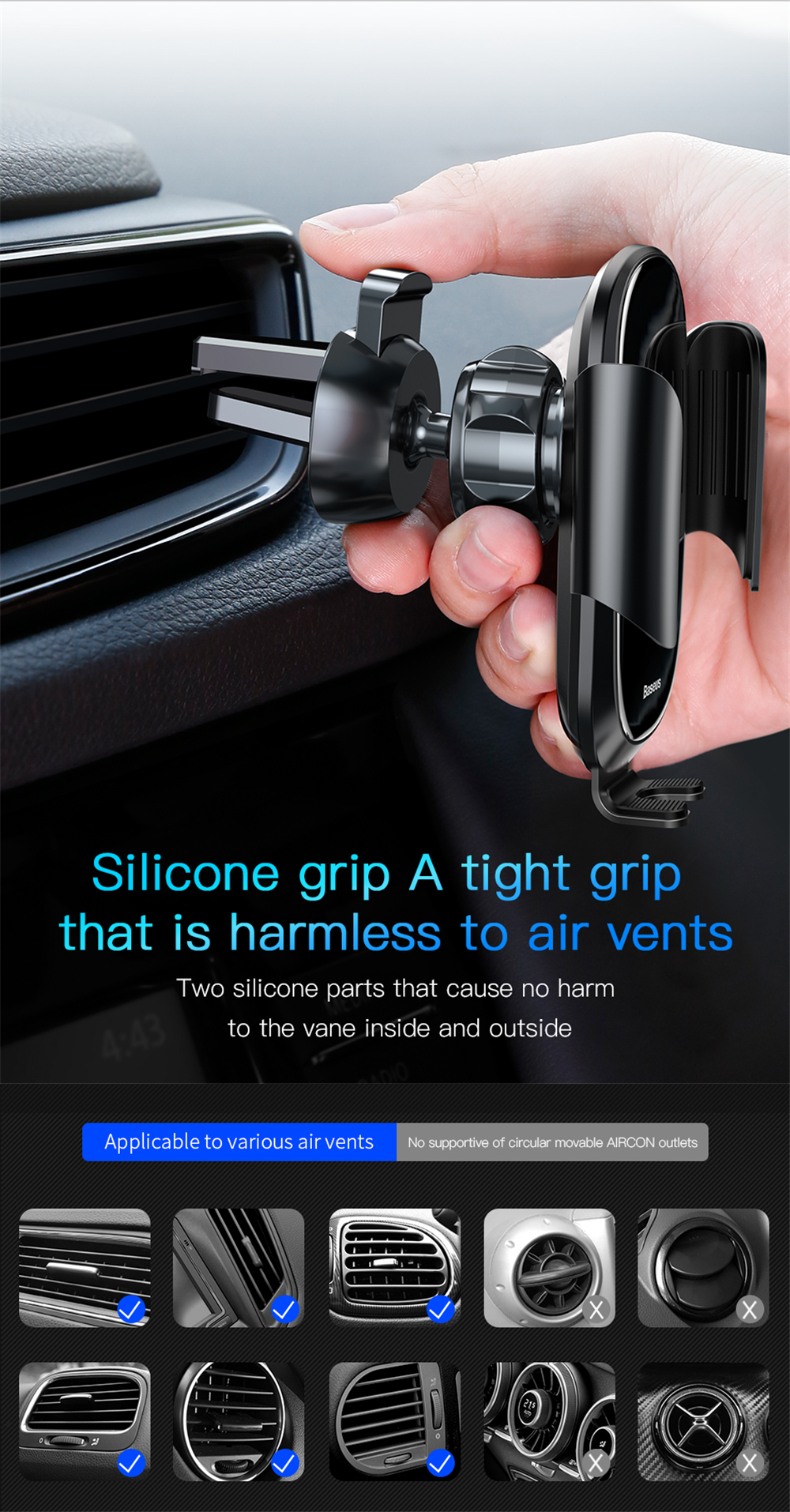 Baseus-Car-Phone-Holder-Intelligent-Sensing-for-iPhone-XS-Max-Gravity-Auto-Lock-Air-Vent-Mount-1371468